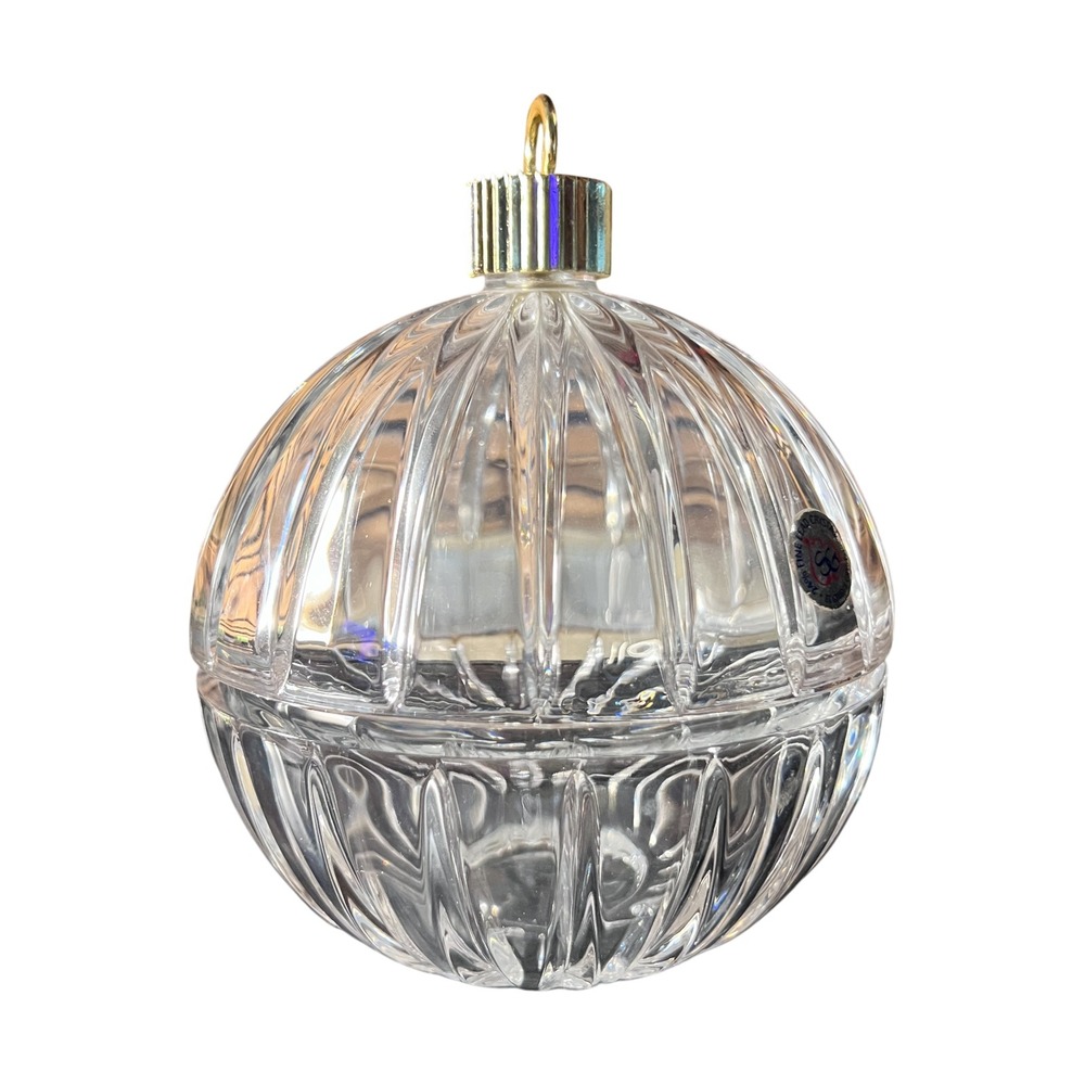 St George 24% Lead Crystal Christmas Ornament Candy Dish Clear Cut Glass